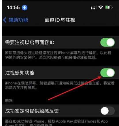 江陵苹果14维修网点分享iPhone14注视感知功能有什么用 